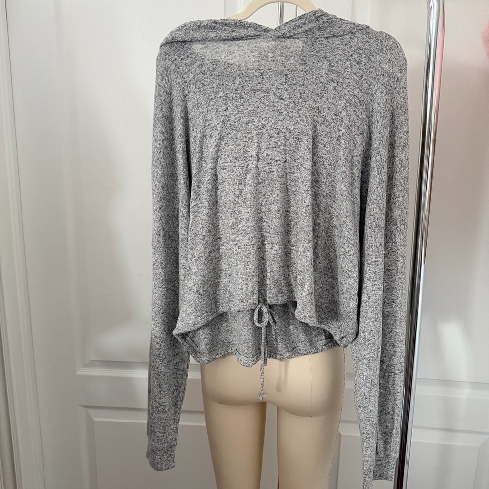 La SENZA Gray Knit Sweater Hoodie Cropped Size XL | Tie waist
